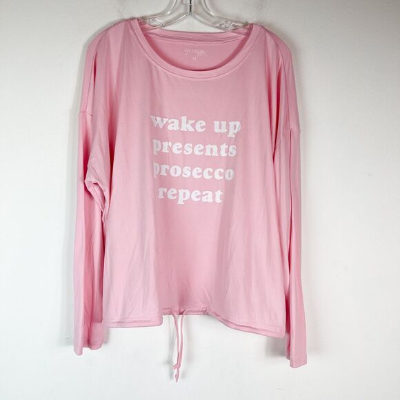 Wildfox NWT Women's Pink Wake Up Prosecco Pajama Top Size XL - Picture 2 of 6